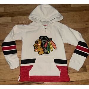 Chicago CCM Blackhawks Size S Youth Beige Hoodie Pullover Sweatshirt NHL Hockey